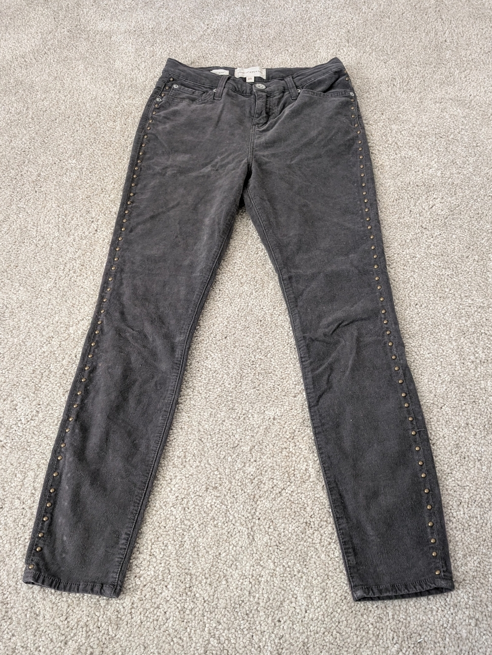 Band of Gypsies “Lola” Studded Velvet Skinny Jeans Dark Gray 28